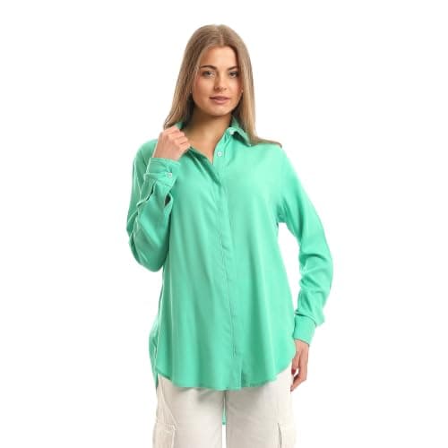 Andora Womens High-Low Textured with Hidden Buttons Blouses (pack of 1) Shirt