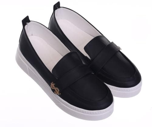B&W womens B&W-W074-Black Sneaker Shoes