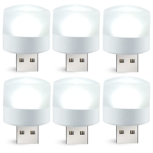 BukNikis Cool White USB Lamps, Mini USB LED Lights for Home Use, Camping, Car Interior, DC 5V, 1W, 6-Pack Electric light