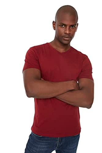 Trendyol Man Slim Cut Basic V Neck Short Sleeve 100% Cotton T-Shirt TMNSS19BO0002 T-Shirt (pack of 1)