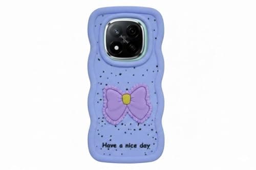 Compatible Case With Redmi Note 14 Pro Plus [Drop Protection] 3D Bow Pattern Soft TPU Shockproof Phone Case Full Body Protection (Purple) Cellular phone case