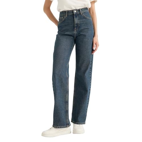 DeFacto Womens 90'S Wide Leg Denim Trousers E9122AX Trousers (pack of 1) Pants