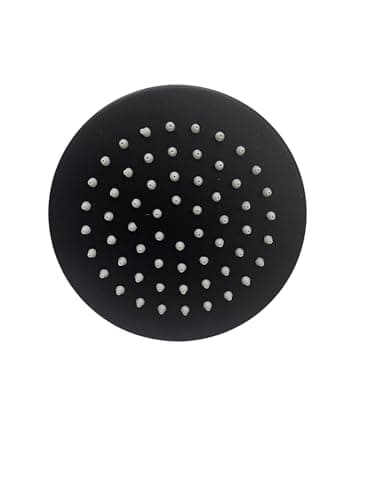 M.Bishas Rain Shower Head, Round, Matte Black Finish, Silicone Nozzles, Overhead Rainfall Style (15 CM) Showerhead