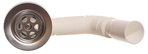 Kitchen Sink Drainage 2 Inch,Made In Turkey | 2-inch kitchen sink drain with flexible white waste pipe and metal strainer. Home