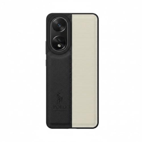 Soft Leather Back Case For Men Women Compatible With Oppo A58 Classic Fashion Luxury Leather Back Case Durable Genuine Leather Lightweight Comfortable Soft Leather (Black) Cellular phone case