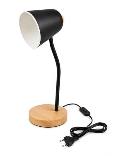 Modern LED Desk Lamp Black and Wooden Base - Reading and Study Lamp Eye Comfort Light Elegant Luxury Design