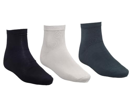 White Flower Men Ankle Socks Set Pack of 3 Half Socks Size 40-45 - Multi Color A-3-10
