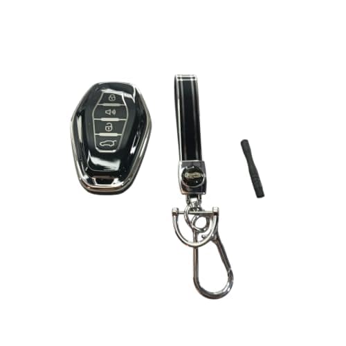 TPU Key Fob Cover for Jetor X70 Black and Silver with Keychain LOKYBOY | Guitar X70 Black and Silver TPU Key Cover with Key Chain