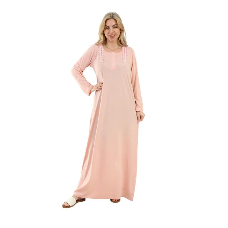 Zecotex Women's Summer Maxi Abaya | Light Blue Embroidered Long Dress | Elegant Long Sleeves | Viscose Maxi Dress | Lightweight Fabric For Maximum Comfort | Women'S Loungewear Nightgown nightshirt