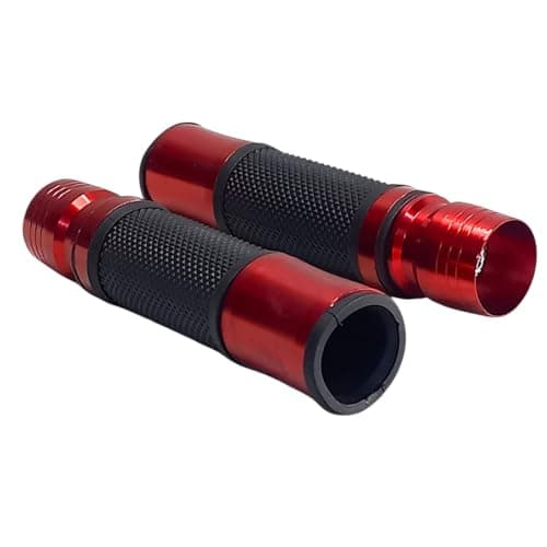 LOKYBOY Motorcycle Grips, Metal, Rubber, Grooved Design, Pair of Pieces.