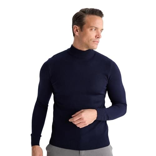 DeFacto Mens Casual Slim Fit Mock Turtle Neck Long Sleeve Tricot Pullover R1127AZ Pullover (pack of 1) Sweater