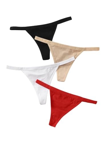 Mesery Multicoloured Solid Cotton Minimalist Low Rise Bikini Panties - 4 Count, Women's Regular Size, 4 Pack Underpants