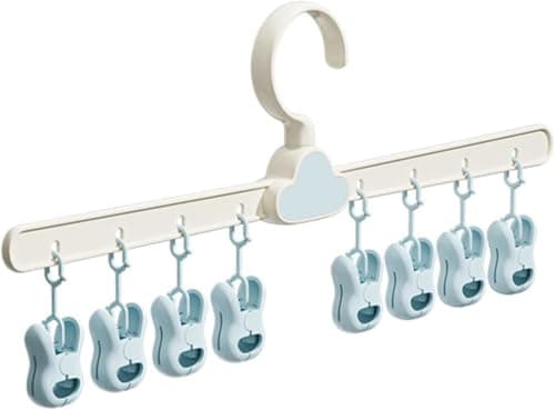 Rotating 8-Clip Underwear and Sock Hanger Space Saving Laundry Drying Rack