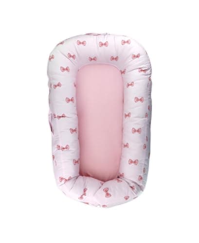 Hummingbird Baby Sleepy Nest – Soft Baby Lounger Nest with Bow Print