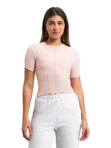 LC WAIKIKI Woman Crew Neck Textured Women's T-Shirt