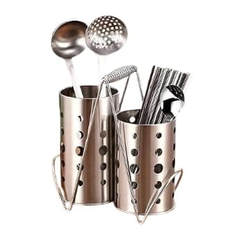 Spoon Strainer for Kitchen | Utensil Holder for Collecting and Draining Water After Washing | Practical Spoon and Kitchen Utensils Organizer Helps Tidy Sink and Dry Utensil Easily D