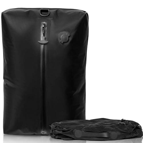 TPU Travel Vacuum Compression Bag with IPX8 Waterproof Zipper, Reusable Space Saver for Suitcases, Backpacks & Carry-ons, Lightweight Durable Packing Organizer (Black, No Pump) Storage bag
