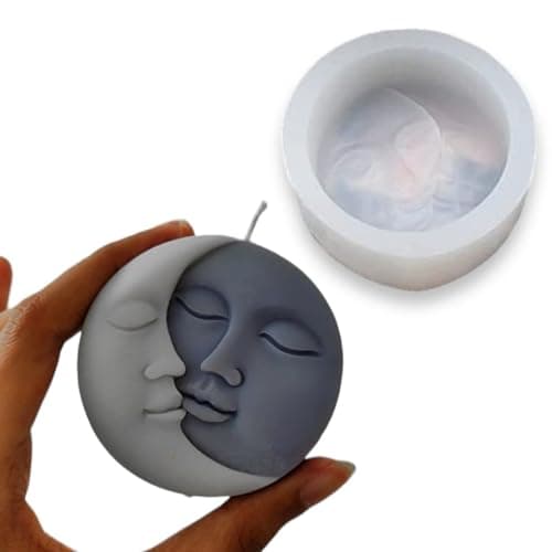 UKIYO international® - Sun and Moon Silicone Mold 3D for Candle Making Wax Molds Soap Resin Art Chocolate Cake Decoration Fondant Polymer Clay Mould 124 Craft mold
