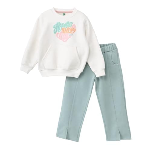SIKA Girls Set of 2 Pieces Long Sleeves Sweatshirt&Pants Printed Nice Day Set of 2 Pieces Long Sleeves Sweatshirt&Pants (pack of 1)