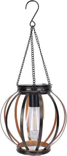 Solar Powered Metal Ball Garden Light Warm LED Outdoor Landscape Lamp