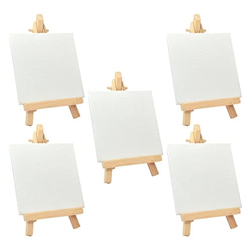 Buzz Cool Mini Wooden Display Easel Tripod Stand 6 inch,5pcs with Canvas