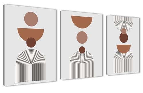 NOVA ART Abstract Canvas Wall Art Brown and Grey Gradient on Light Background Wall Decor for Bedroom Living Room Office Etc Modern Home Decor 30cm x 40cm x 3pcs