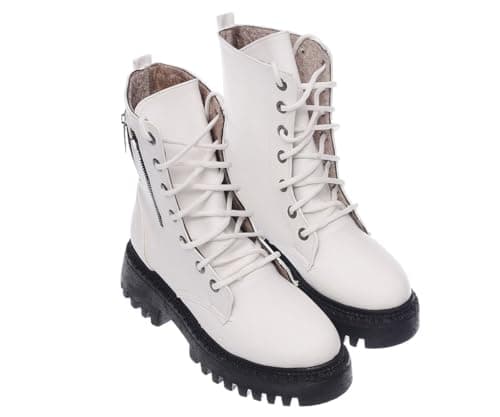 B&W womens B&W-W063-White Sneaker Boot