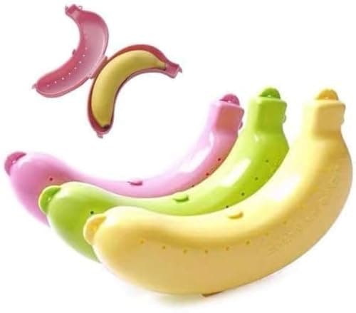Banana Protection Storage Box, Safe Plastic with Air Holes, Cute Durable Holder - 3 Pcs Random Colors Food storage container