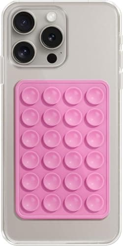 CERLINK Suction Phone Case Sticker Grip Silicone Holder Mount for Hands-Free Mobile Accessory Holder Grip, Video Phone Accessory Compatible Mirror, Shower (Pink) Cell phone grip