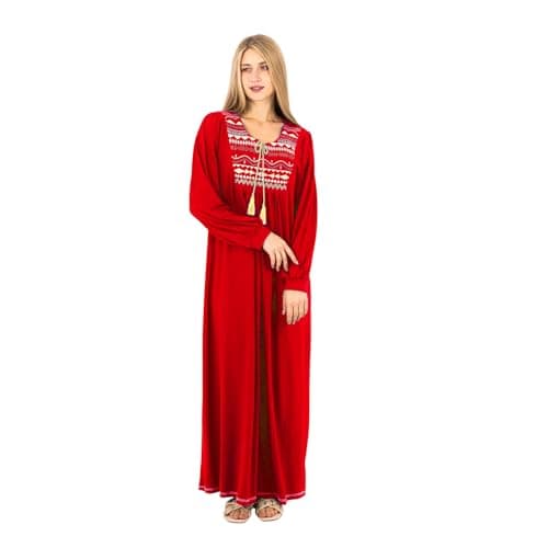 Classic Embroidered Cotton Abaya | Modest Long Sleeve Nightgown | Comfortable & Elegant Women's Homewear Apparel