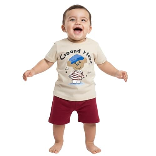 Jockey M M Boys Half Sleeves T-Shirt&Short Printed Bear Half Sleeves T-Shirt&Short (pack of 1) Sleepwear