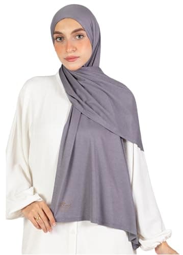Farah Cotton Plain Pure Scarf For Women-Dark Grey-180 * 60cm