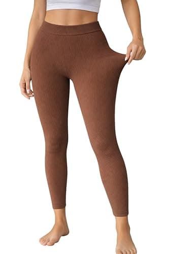 Miza Women's Ribbed Leggings, One Size Fits 50 to 90 Kg, Soft Stretch Comfortable Material Suitable for Outdoor and Gym Pants