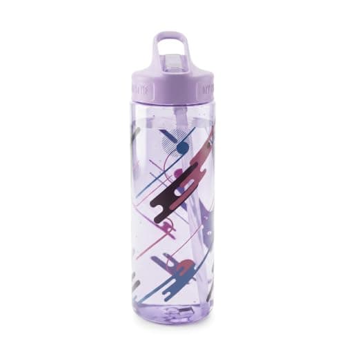 Water Bottle 650ml BPA-Free Plastic with Carry Handle, Leak-Resistant Sports Drinking Bottle for Gym, School, Travel, Home and Outdoor Use, FL-236-B, Purple
