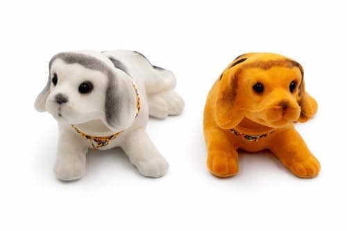 2 Pieces Dog Toy Car Decoration Cute Dog Car Decoration Car Accessories Car Dashboard Decoration - White - Orange - sa car Figurine