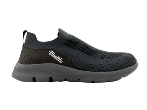 702338-7423381800- Vinitto Men Elastic Light sneakers Lightweight Breathable Sports Shoes - Grey, 44 EU