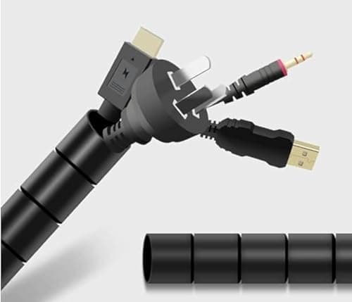 Cable Management Sleeve Cord Wrap Cord for Computer, TV and Home Office - Black (2 Meters, Black) Cord management cover