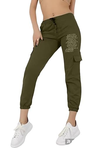 MEZA Women's Cargo Jogger Pants - Milton Fabric Casual & Sport Sweatpants with Side Cargo Pockets - Slim Fit
