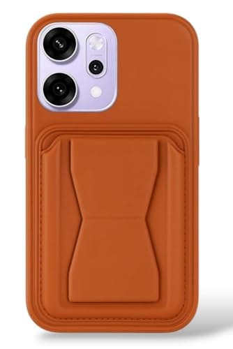 3M Store Leather Case Compatible for OPPO RENO14 PRO 5G Shockproof Leather Back Card Storage & case built-in Stand PU leather for a stylish look, comfortable grip (Brown) Cellular phone case