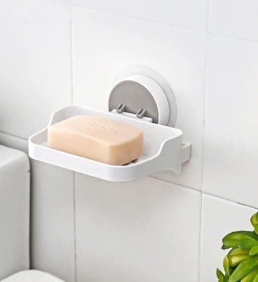 Generic Wall Mounted Soap Dish, White Plastic with Double-Sided Adhesive .mk