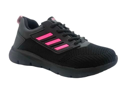 712292-7322920205- Vinitto Women EVA Sports Sneakers – Lightweight Breathable Athletic Running Shoes - Black & Fuschia, 37 EU