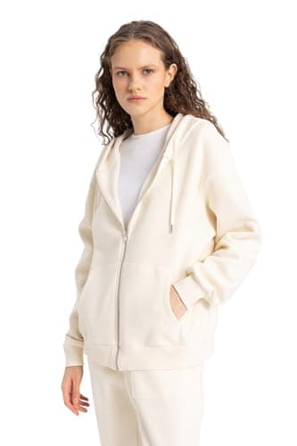 DeFacto Womens Relax Fit Hooded Core Knitted Cardigan C1809AX Cardigan Sweater