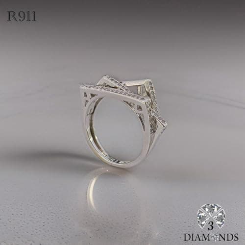 3 Diamonds 292474661779142 Platinum Plated Ring For Women With Zircon Stone - Silver