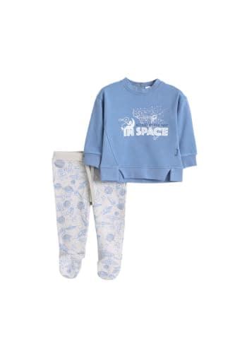 Junior Baby Boys 2-Piece Autumn Outfit Set – Long Sleeve Printed T-Shirt & Soft Pants, Cotton Blend Infant Clothing Set, Multicolor, 03 Coordinated outfit