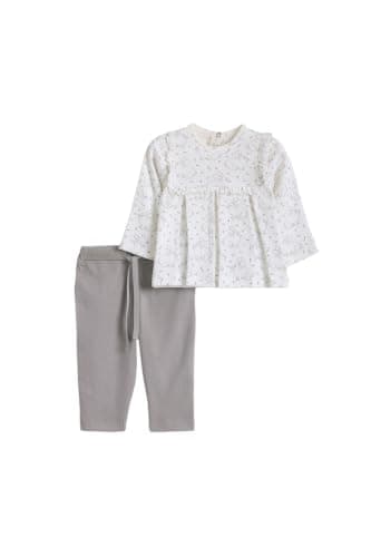 Junior Baby Girls 2-Piece Autumn Outfit Set – Long Sleeve Printed T-Shirt & Soft Pants, Cotton Blend Infant Clothing Set, Multicolor, 18 Coordinated outfit