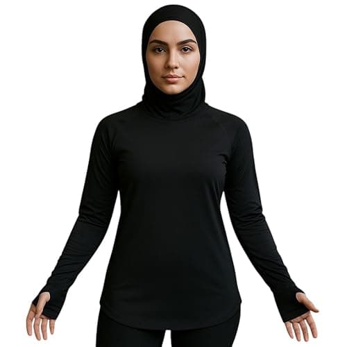 MEZA Long Sleeve Athletic Workout Shirt with Finger Holes for Girls and Women