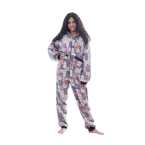 ZECOTEX Womens A Distinctive Jumpsuit Made Of Printed Foulard Material, Worn By Ages 8Years Model 5150 Pajamas