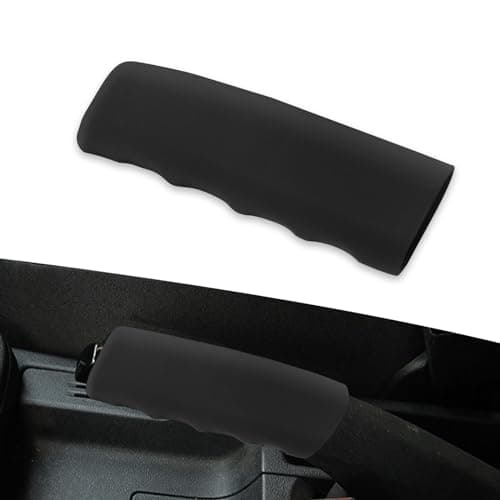 Ajxn 1 PC Car Handbrake Cover, Comfortable Breathable Silicone Handle Grip Protector, Anti-Scratch Emergency Brake Parking Decorative Hood, Universal for Most Cars Interior Tirm Accessories (Black)