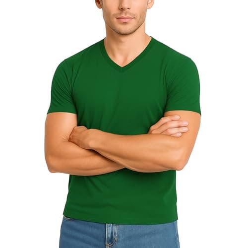 ISTANBUL MODEL Men’s V-Neck T-Shirt, Short Sleeve Plain Tee, 95% Cotton & 5% Spandex Stretch, Classic Fit, Pack of 1