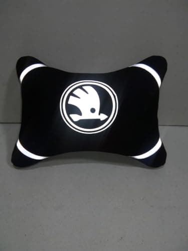 Lokyboy Car Seat Headrest Set of 2 - Fiber Padded Cushion Comfortable and Unique Design and High Quality Materials - Reflective Logo - Sko??Da - Black Body positioner